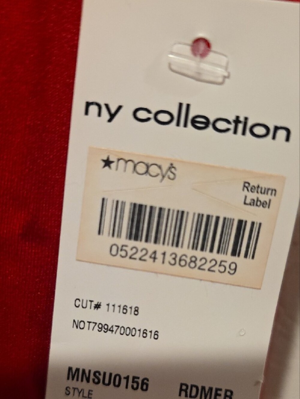 NY Collection Red Short Sleeve Scoop Neck Tee - Picture 3 of 7